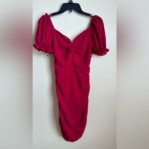 girls/petite woman bright red party dress